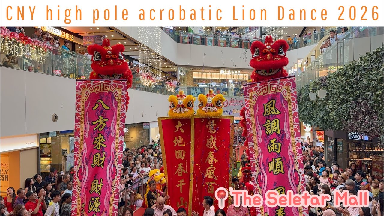 CNY 2026 High Pole Lion Dance Acrobatics | Insane Jumps at Seletar Mall #highpoleliondance 