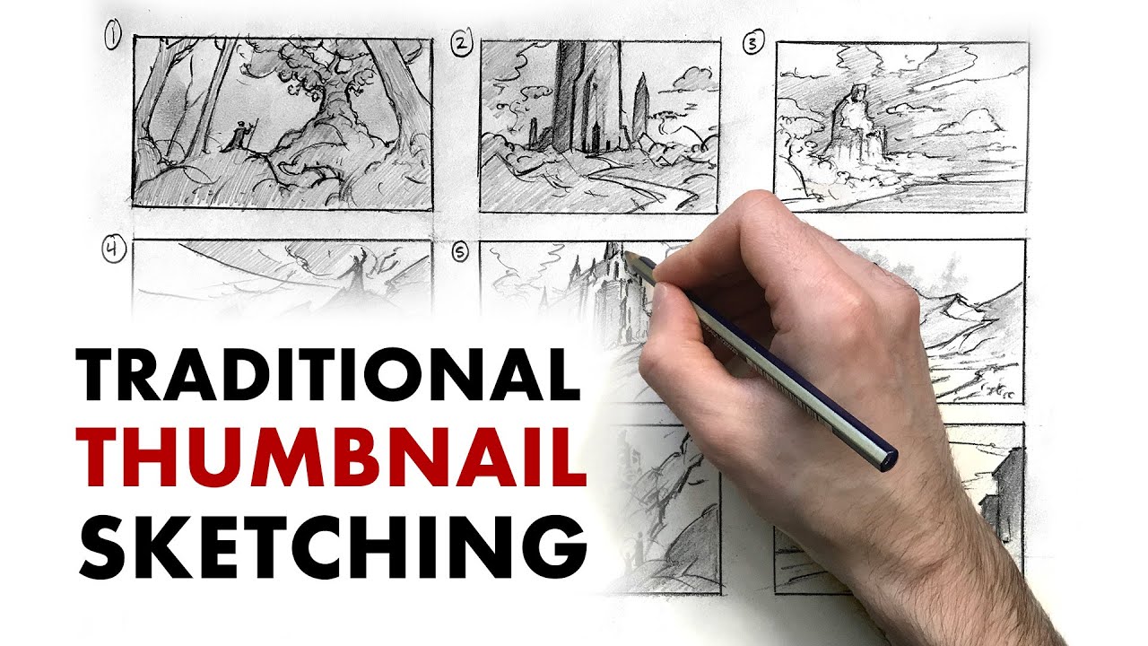 Traditional-Style Concept Art Thumbnailing Process Time Lapse