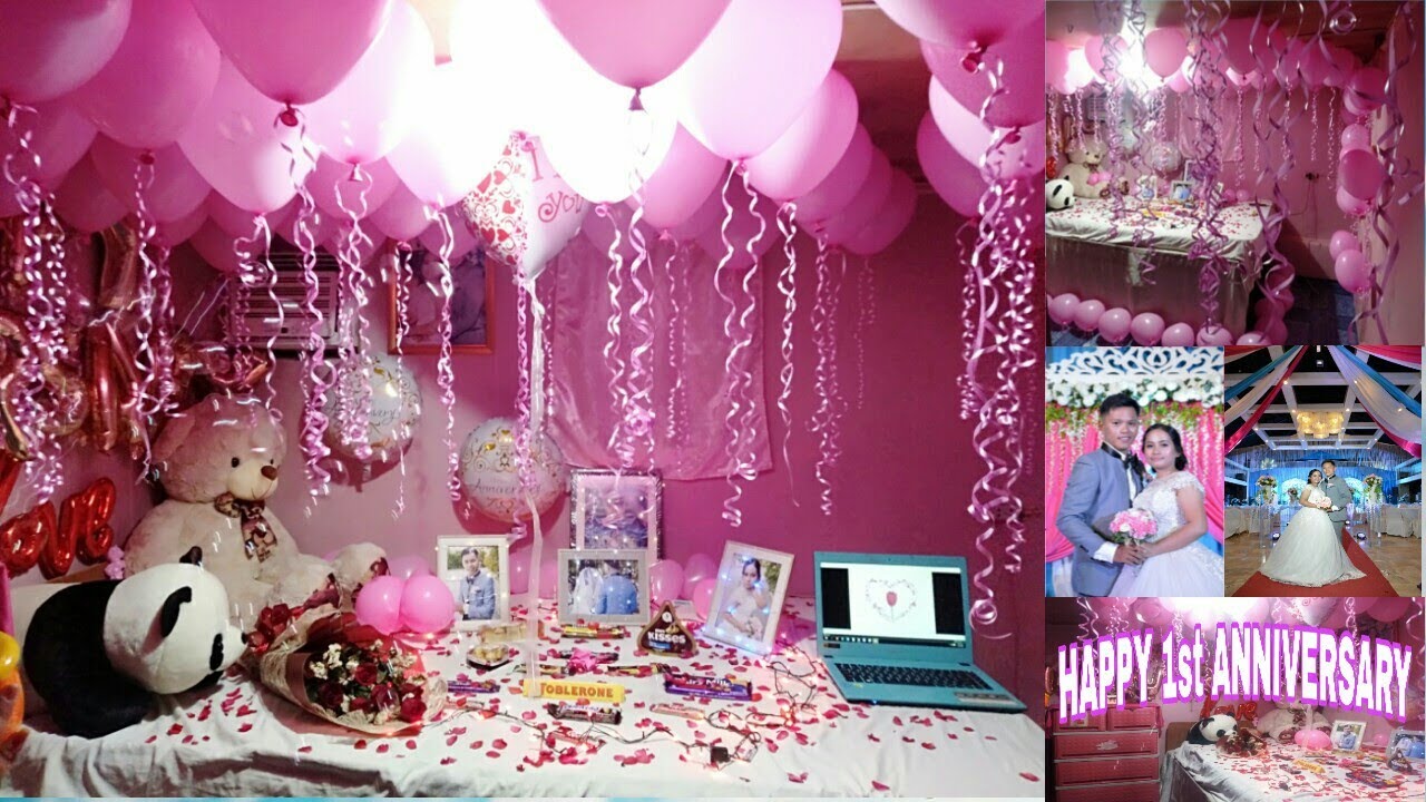 1st wedding anniversary/Surprise for my wife/pink room decoration