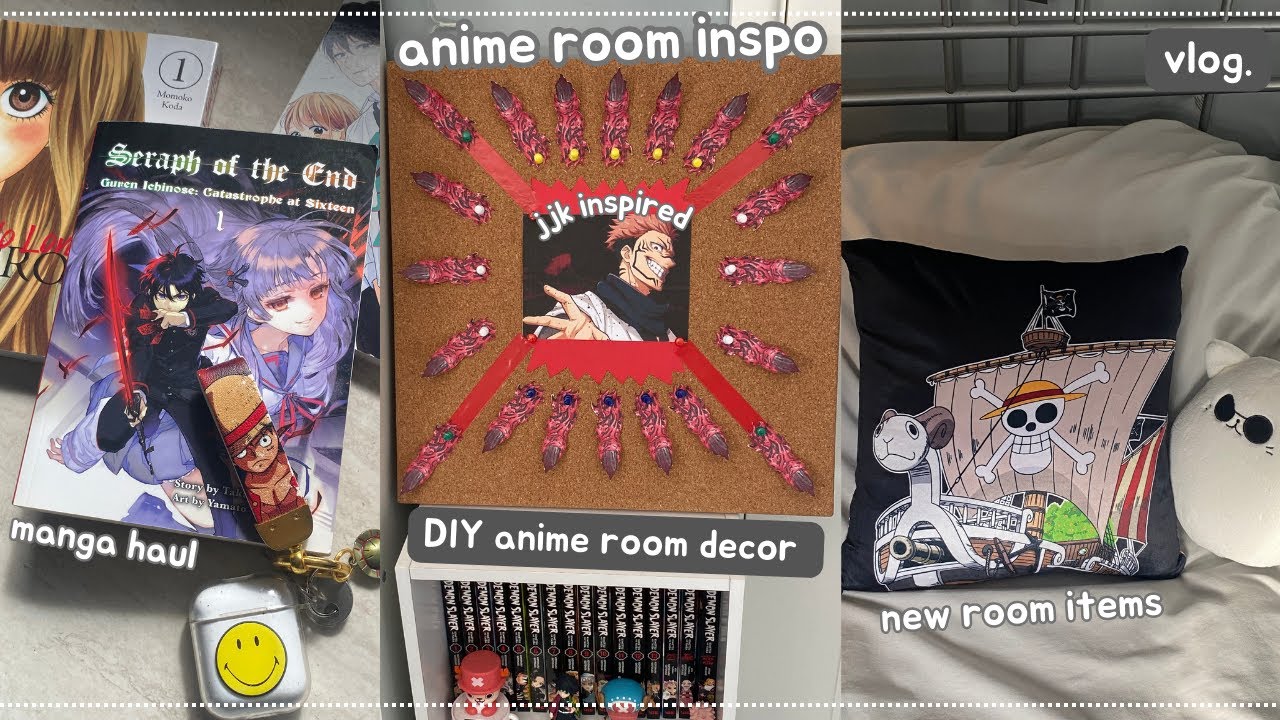 anime room decor, manga haul, anime merch, anime room makeover | vlog