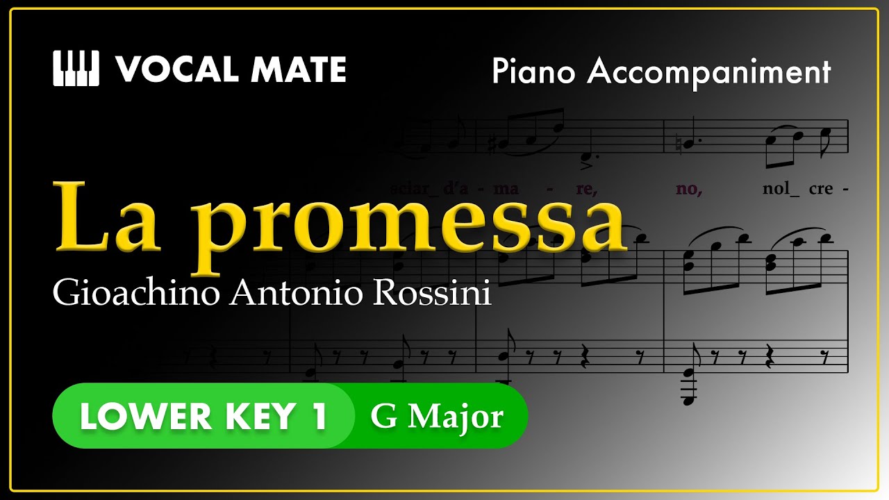 La promessa - Gioachino Antonio Rossini | G Major | Piano Accompaniment and Highlighted Lyrics