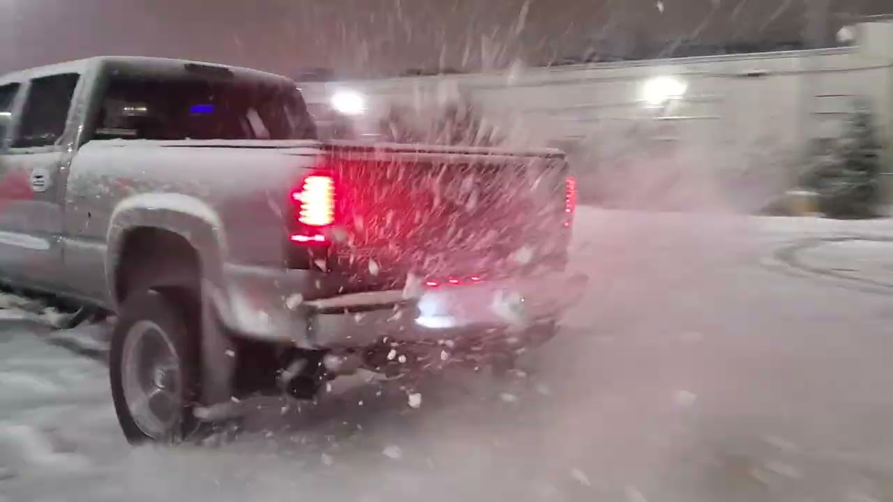 LBZ duramax diesel ripping donuts in the blizzard snow
