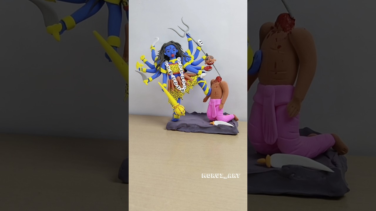 Aigiri Nandini 🌸🙏 How to make Kali Mata idol making 👹 #kali_mata #kalimaa #clay_murti #shorts #art