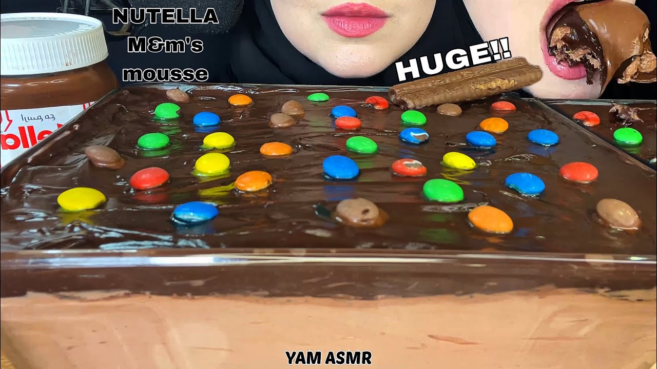 🍫ASMR HUGE NUTELLA MOIST MOUSSE CAKE MUKBANG 누텔라 무스 케이크/花生醬慕斯蛋糕/ヌテラのムースケーキ نوتيلا موس كيك