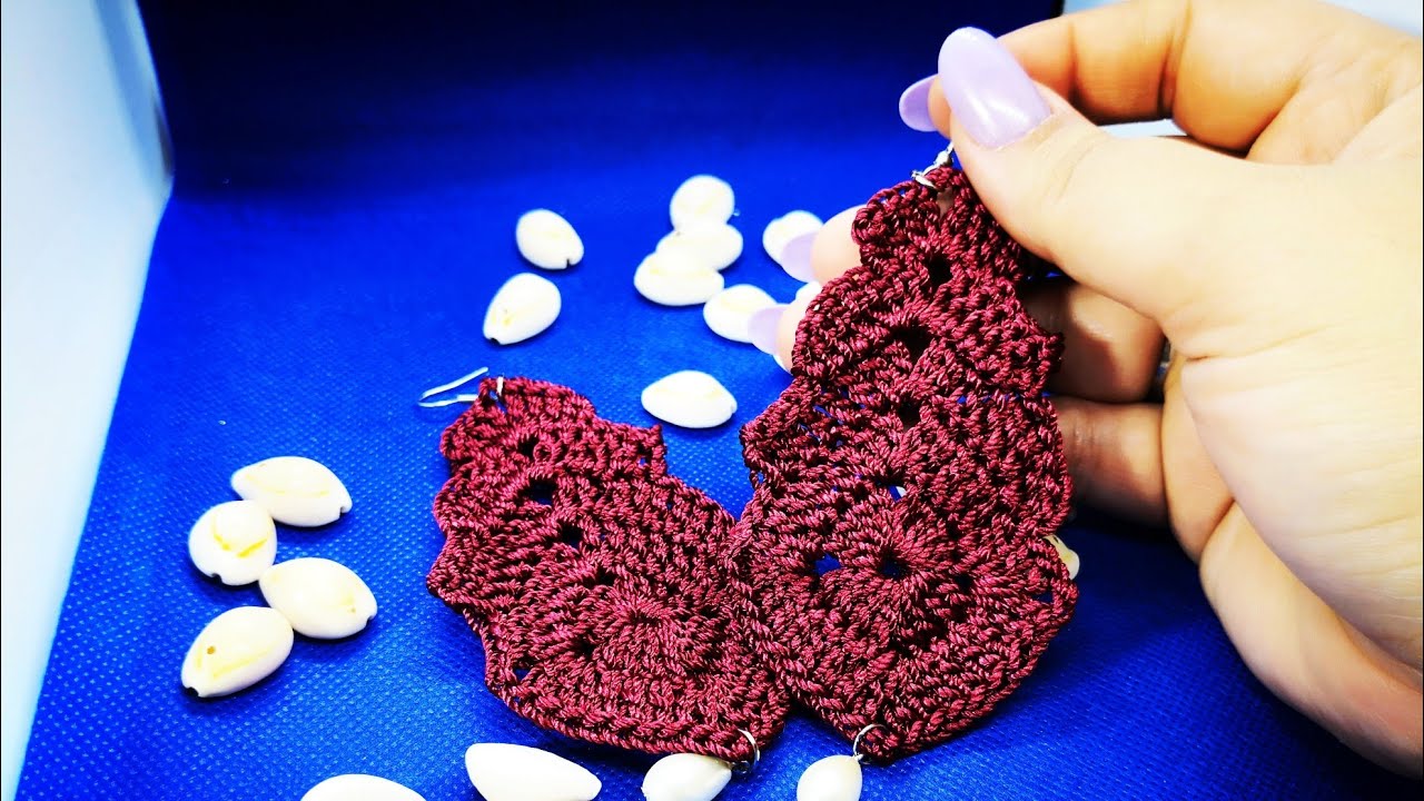 Crochet Square long Earrings 💕 #crochet #Earrings #handmade