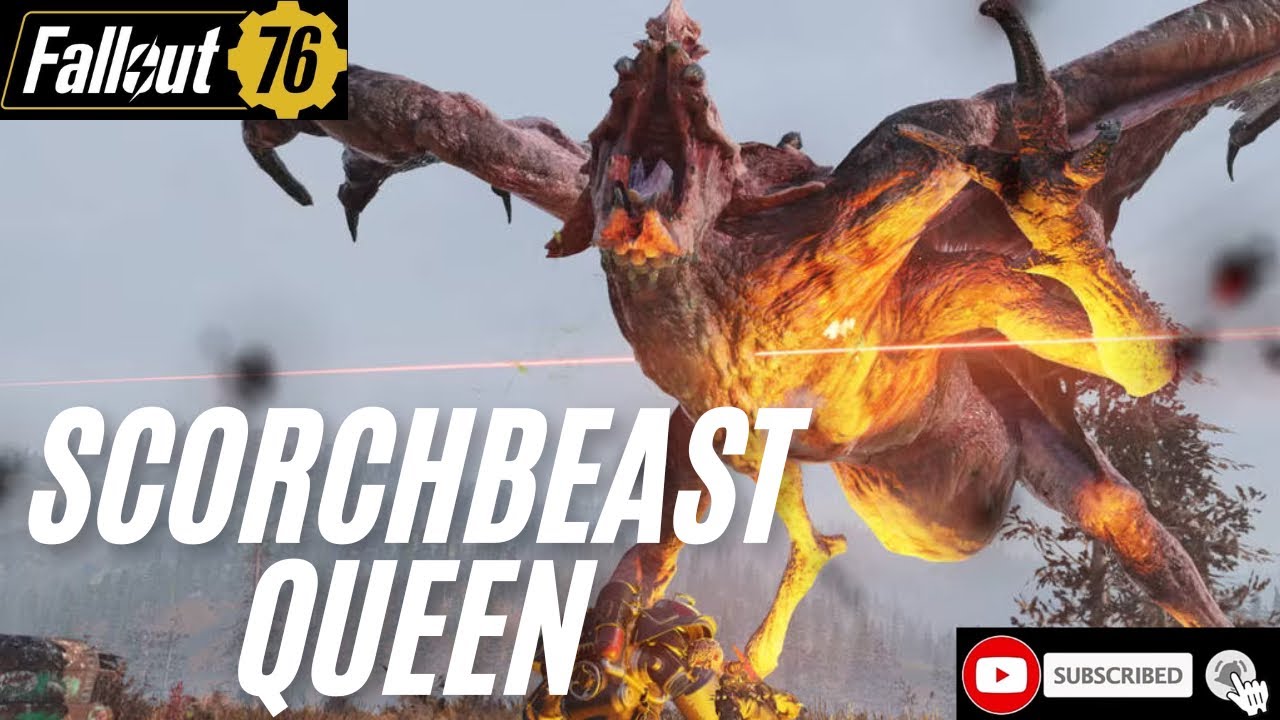 Fallout 76 Scorchbeast Queen Fight Gatling Plasma 1800 crit peak