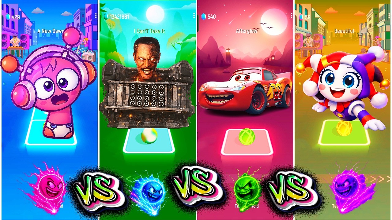 Sprunki vs Skibidi vs McQueen vs Pomni — Tiles Hop EDM Rush Battle!