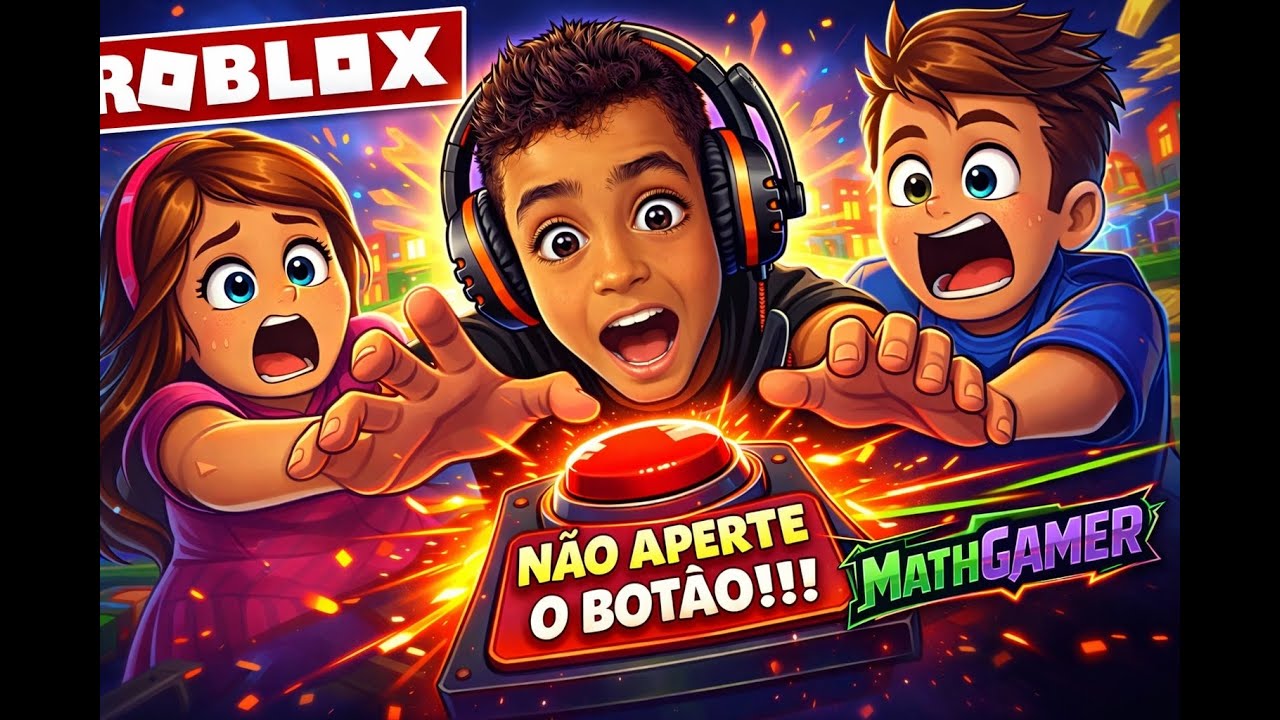 NÃO APERTE O BOTÃO!!! 😱🔥 Joguei ROBLOX com Minha Irmã e Meu Primo | MathGamer