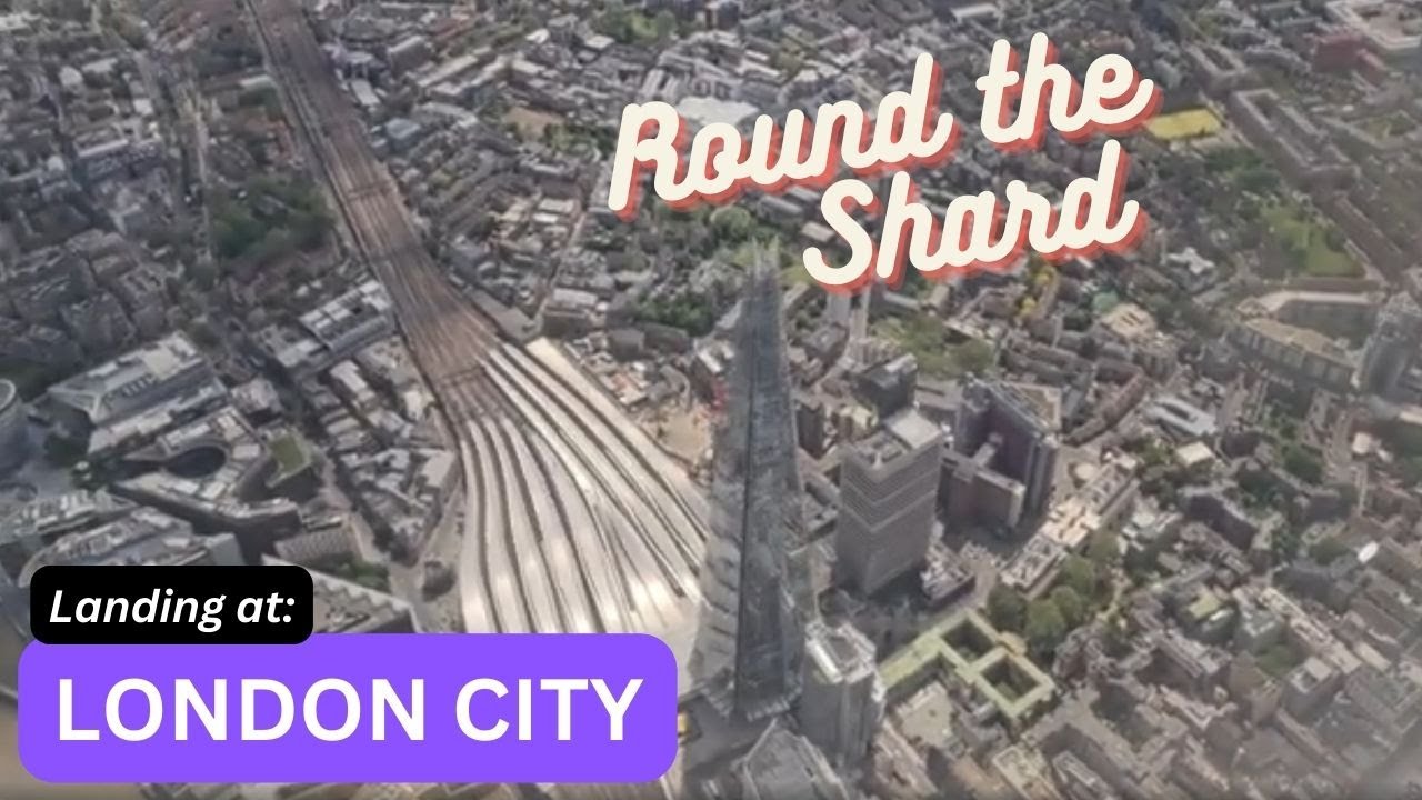 Landing at London City Airport (LCY) Runway 09. Dartford to Airport via turn at London Bridge