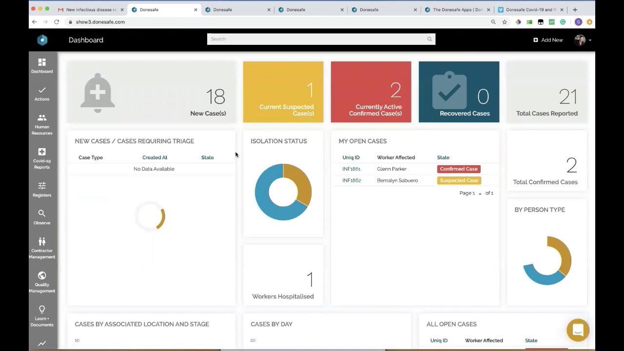 5 minute overview of Donesafe's 'Infectious Disease (inc COVID-19)' app and 'Work From Home' app