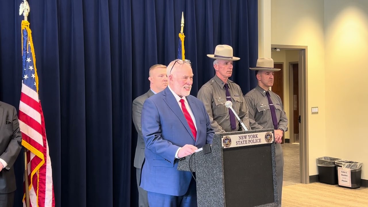 NY State Police Troops A Press Conference Regarding Tour Bus Accident