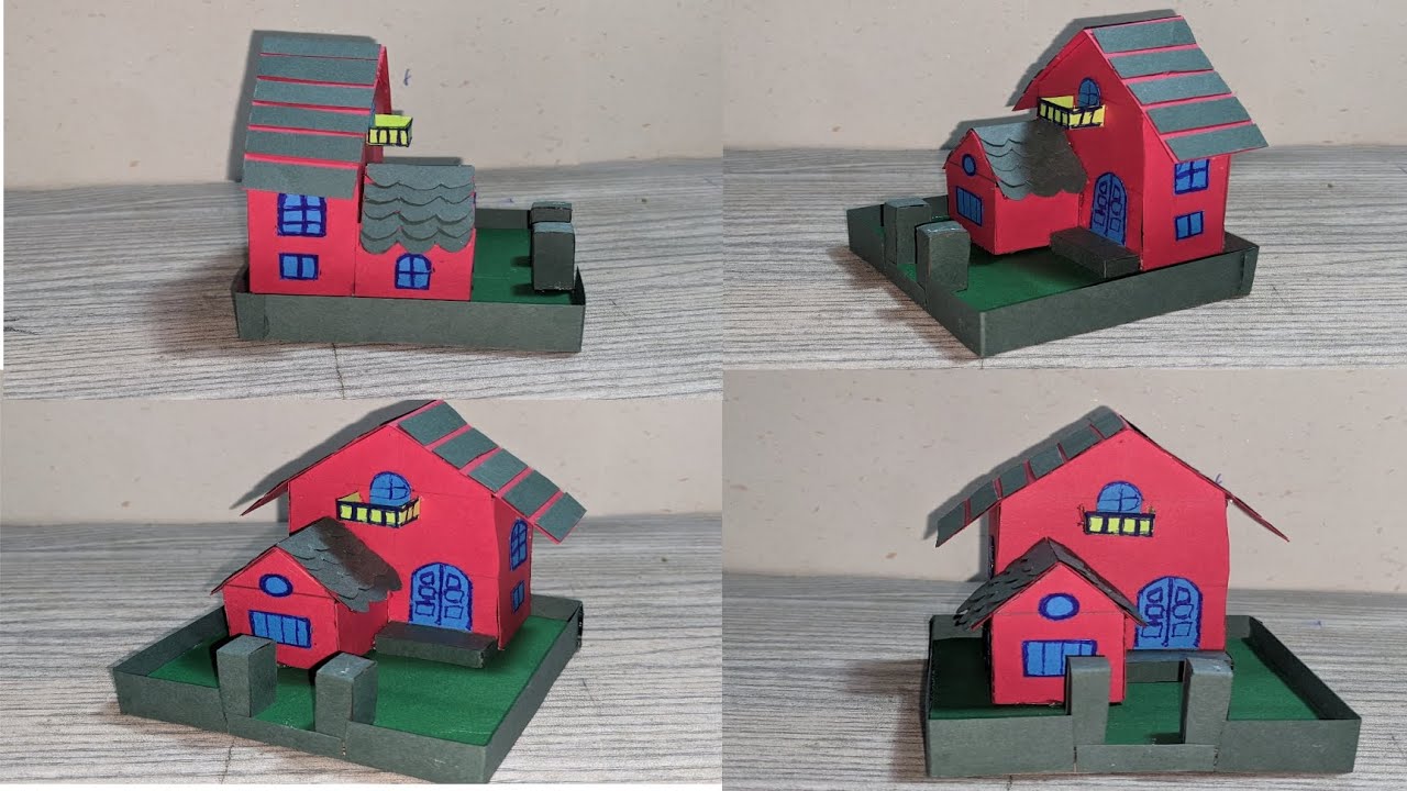 How to make paper house model 🔴