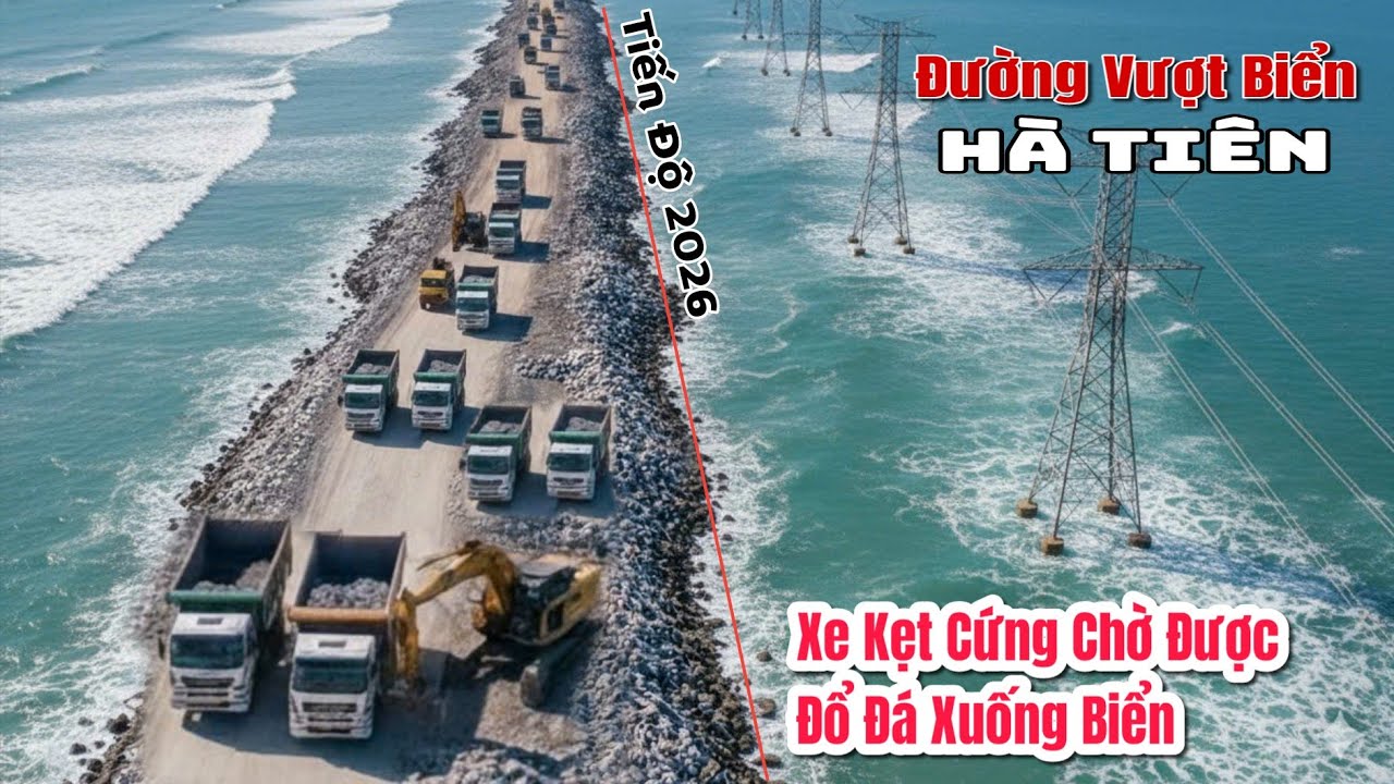 Đường Vượt Biển Hà Tiên,Xe Nhiều Như Thế Này Rất Nhanh Đến Trụ Điện Thứ 3