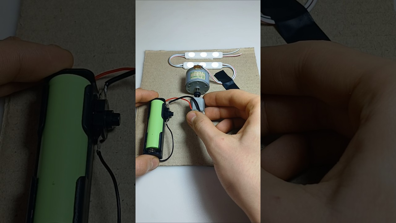 3.7V to 12V! 🤯⚡#diy #inventions #project #dcmotor #lithiumbattery #led #shorts #shortvideo