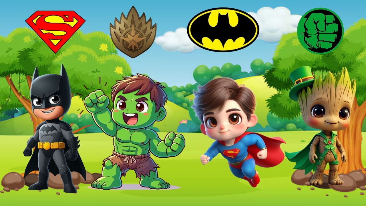 Guess the Character Quiz  Superman vs Hulk vs Batman Groot Kids Game