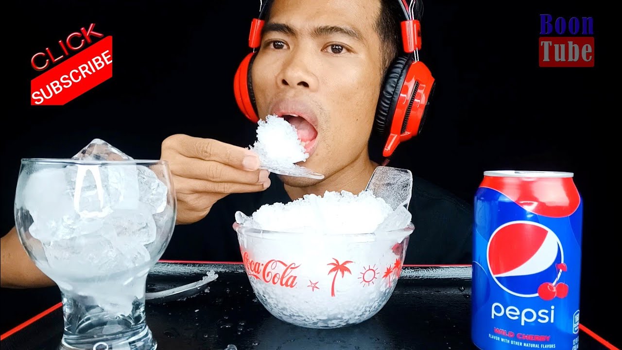 ASMR Drinking PEPSI Cherry Flavor -Powdery Ice Big Bites - Extreme Ice crunchy | EP.270 I BoonTube