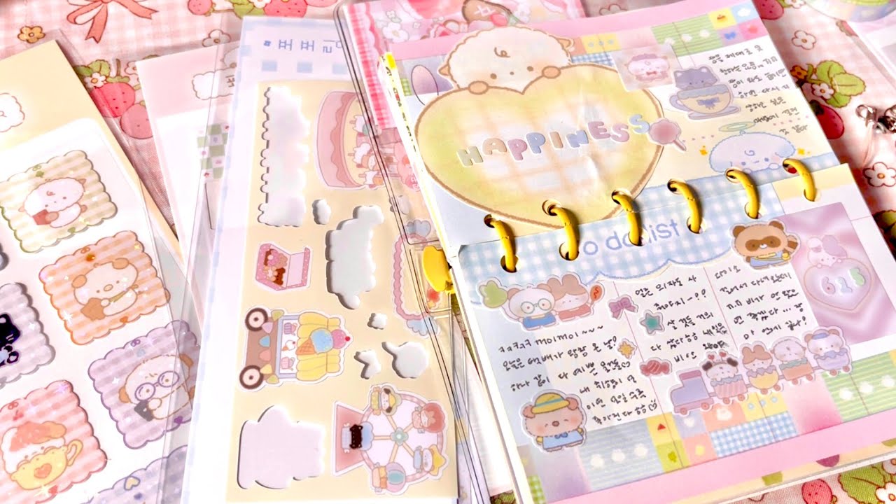 스티커 떼는 소리와 함께 힐링하기.. 🎀 다이어리꾸미기 with 미니 하울 ASMR l 포포링 l 펀펀데이즈 l 총 이틀 치 다꾸 ✨💕