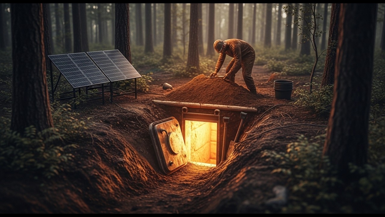 Alone for 7 Days Constructing a Solar-Powered Luxury Bunker Beneath the Wilderness Floor