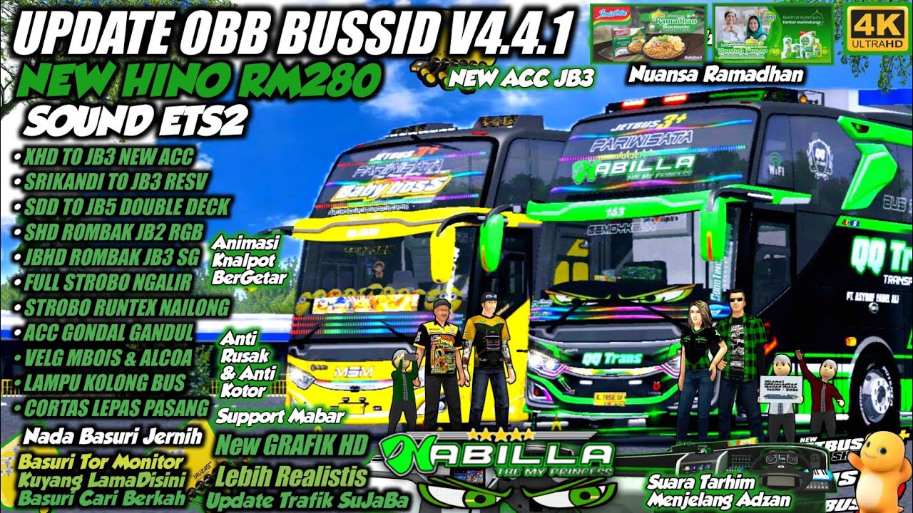 UPDATE NEW !! OBB BUSSID V4.4.1 HINO RM280 | GRAFIK HD 4K  FULL ACC BARU | Bus Simulator Indonesia