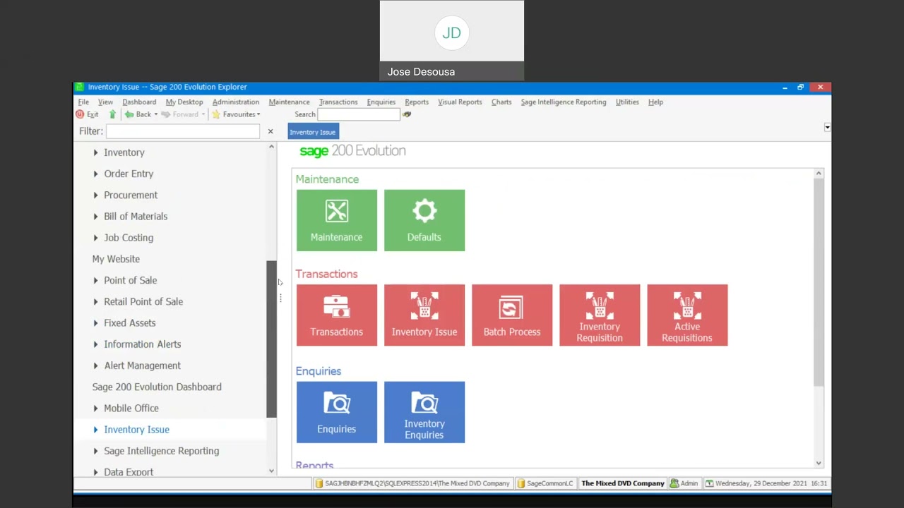 Sage 200 Evolution Inventory Issue