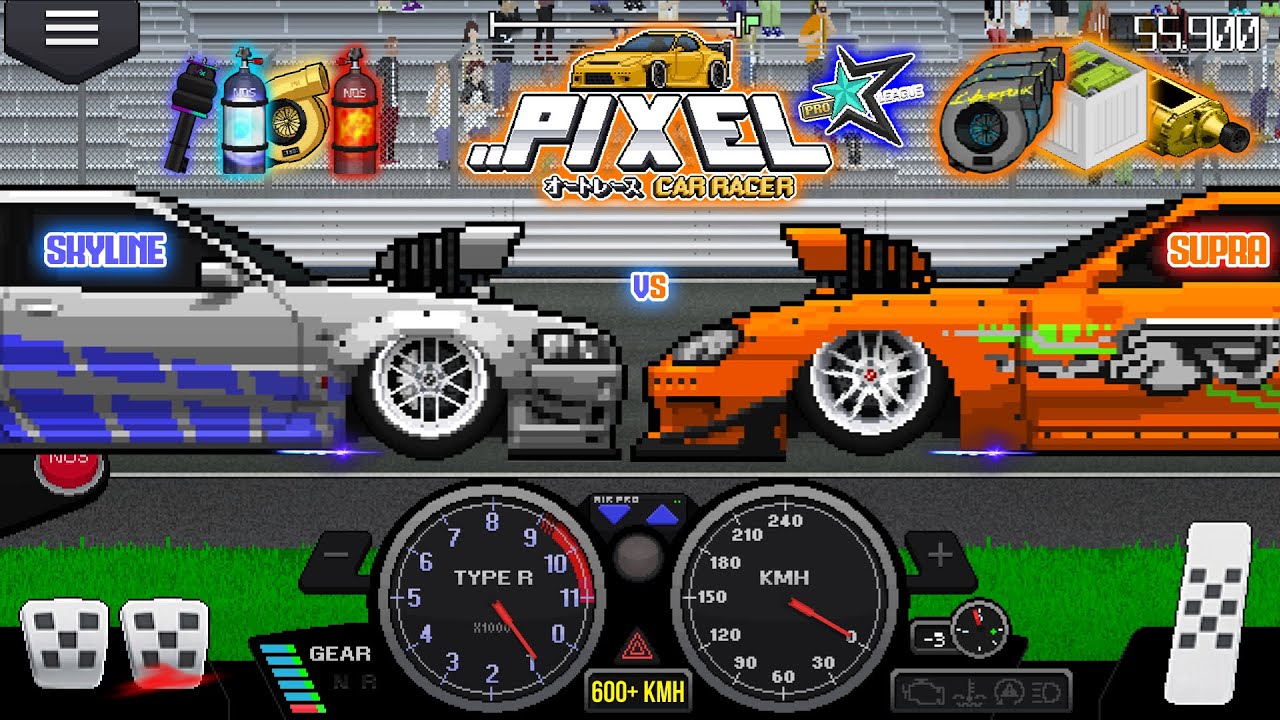 SKYLINE R34 vs SUPRA MK4 Extreme Build in Pixel Car Racer