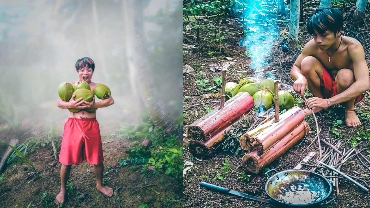 primitive technology masak di hutan liar