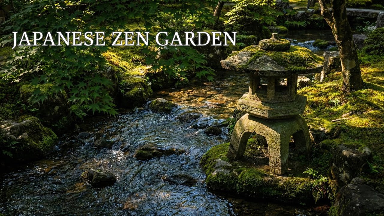 DEEP SLEEP: 10 HOUR Calming Water Stream in Kyoto Zen Garden | White Noise 🇯🇵