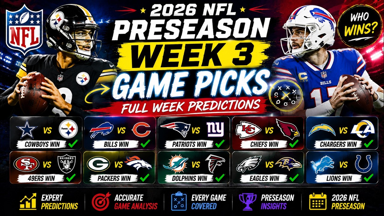 2026 NFL PRESEASON WEEK 3 GAME PICKS - FULL WEEK PREDICTIONS