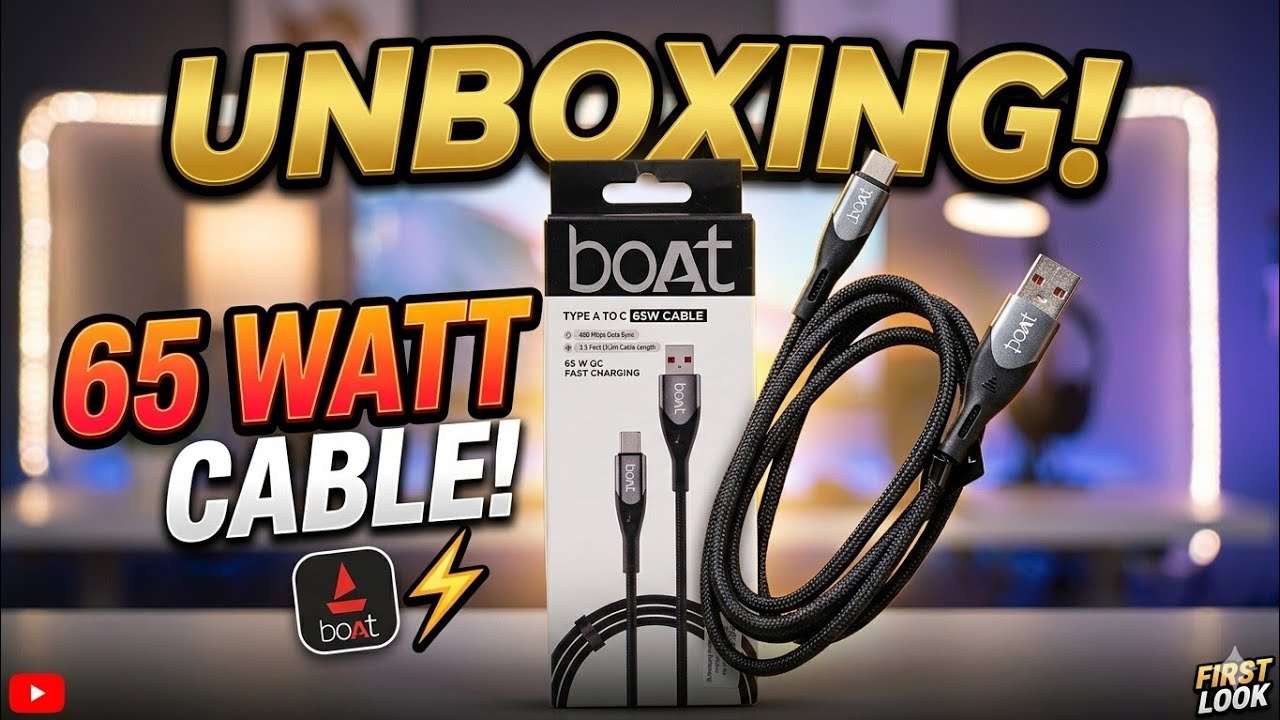 boAt 65W Type A to C Cable Unboxing & First Look | Best Fast Charging Cable?