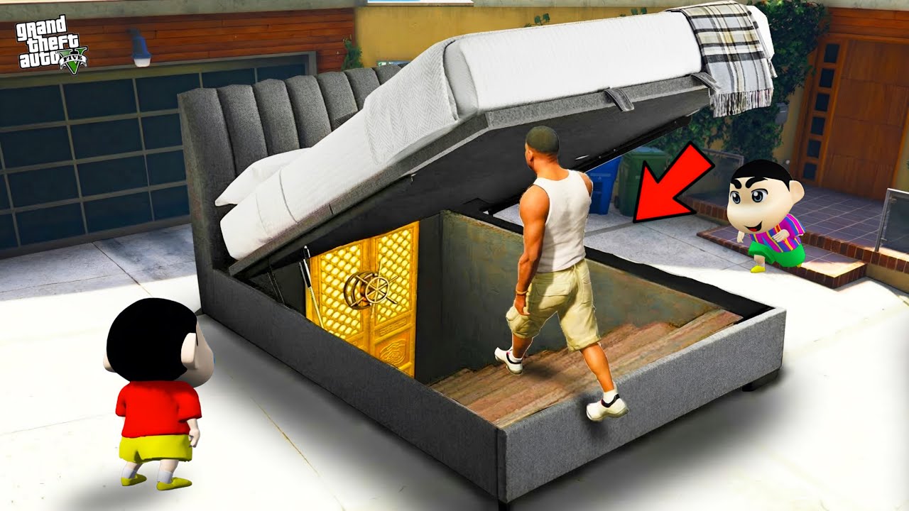 Franklin And Shinchan Found a Secret Bedroom Under The House in GTA 5! Bangla Gameplay