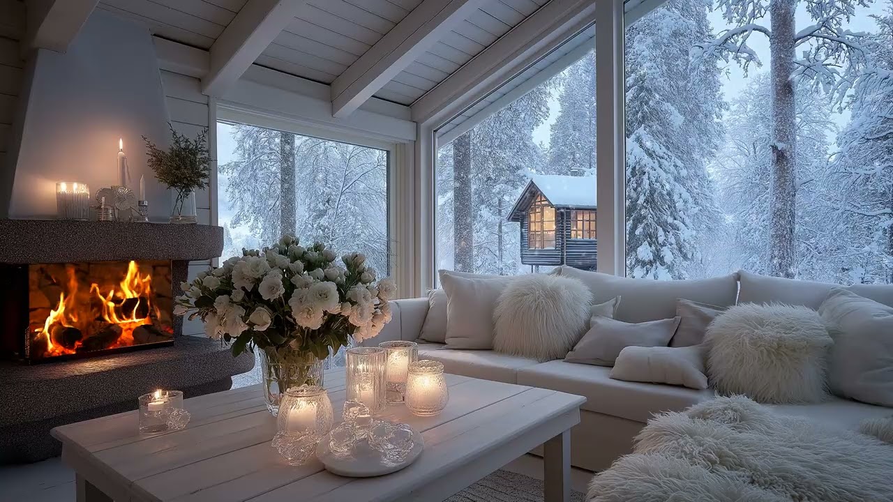 🌸❄️Healing Piano Music | Warm Lounge Flowers & Snow | 5 Hours Mind Relax Focus Study Stress Relief