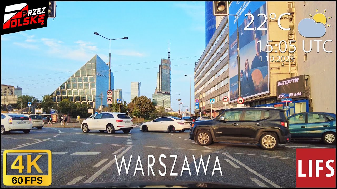 4k POLAND 🚗 #DRIVE 🍃 ~ WARSAW ~ 💳 CENTRUM 💎 ~ 60fps #PrzezPolskę