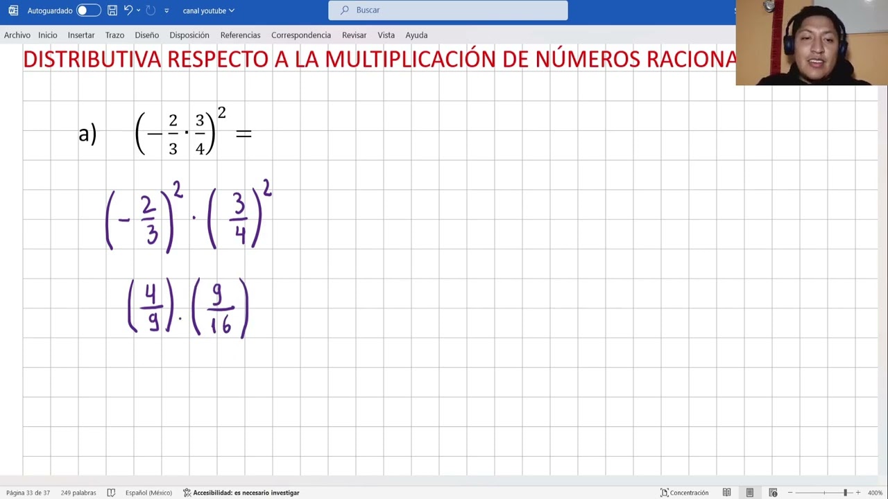 Propiedad distributiva respecto a la multiplicación numeros racionales