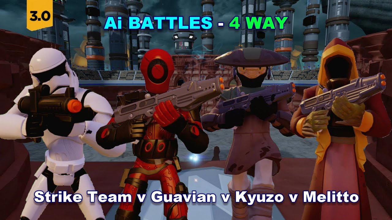 Disney Infinity 3.0 Ai Battles Strike team v Guavian v Kyuzo v Melitto - 4 Way Battle
