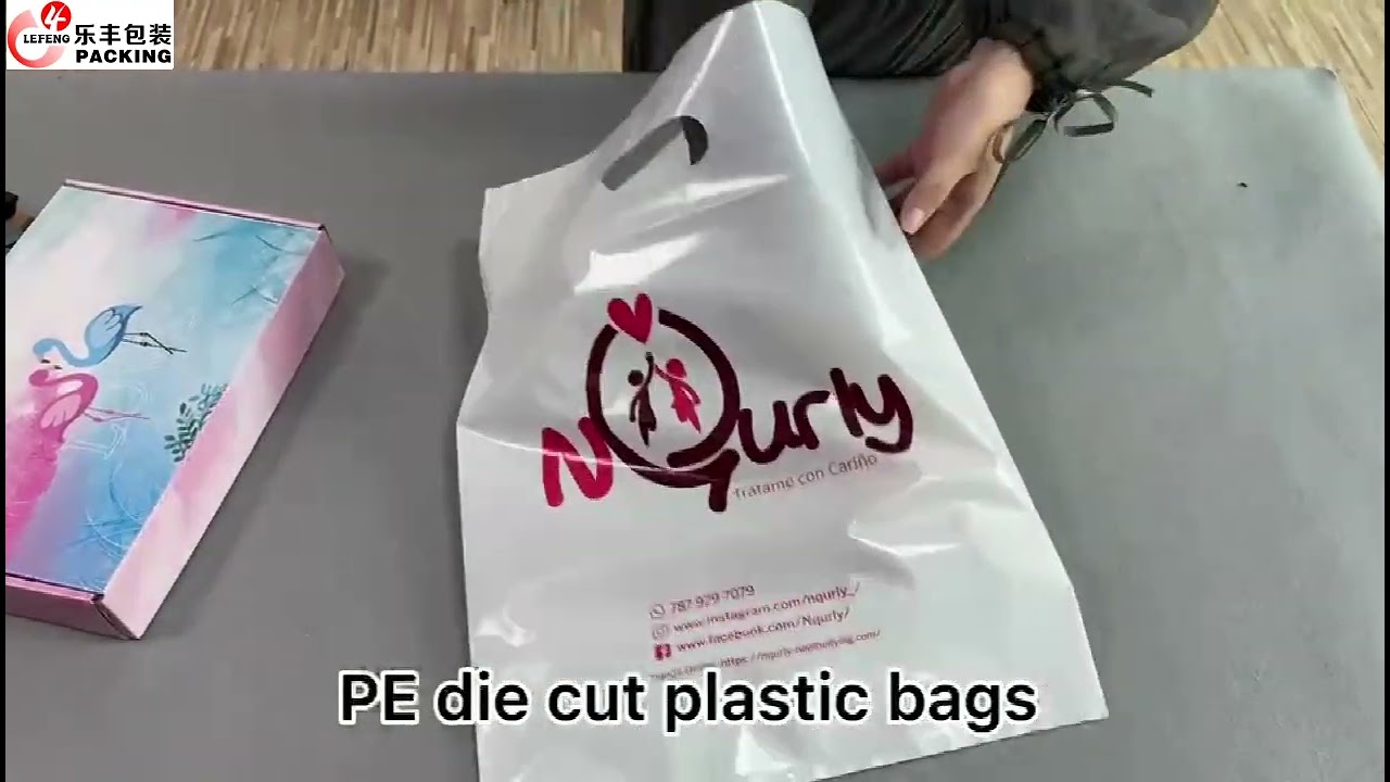 Custom Ldpe Hdpe Die Cut Printing White Plastic Packaging Shopping Bag With Handle