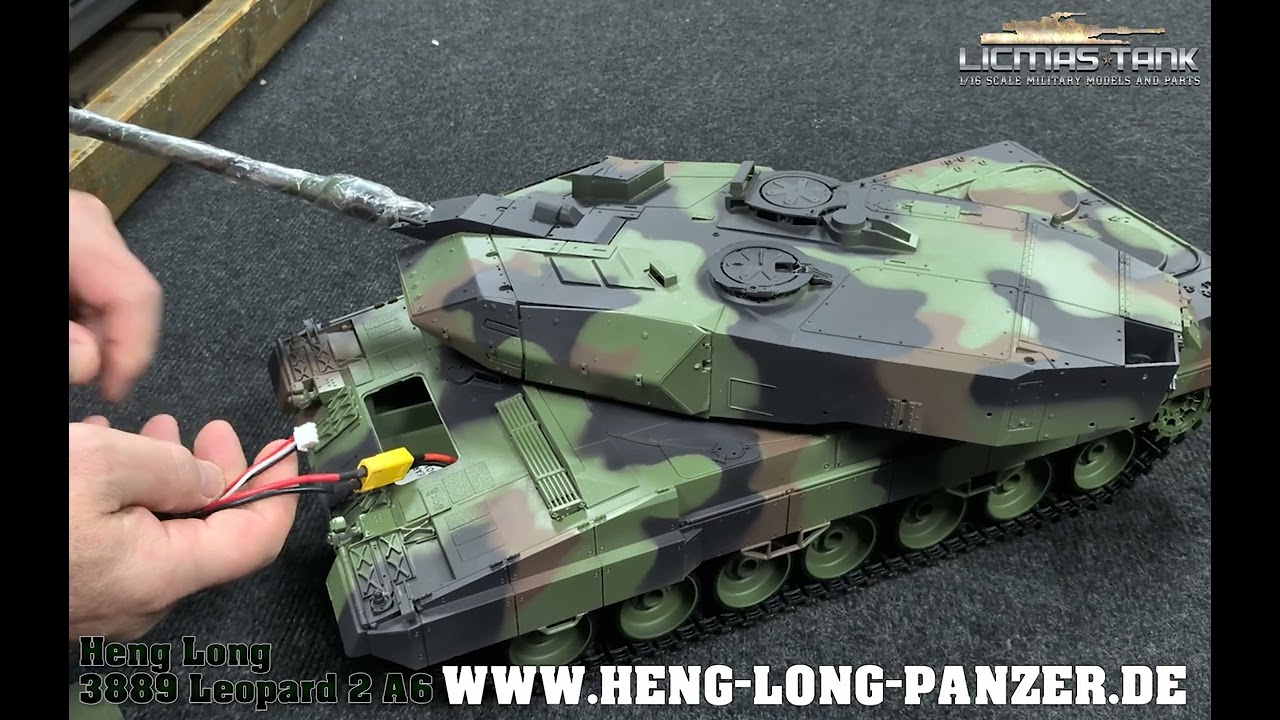 RC Panzer 1/16 Heng Long 3889 Leopard 2 A6  Neues Akkufach & Verschraubungspunkte (Modell 2024/2025)