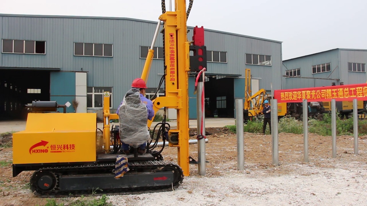 Pile driving machine for solar panels installation/solar mounting structure