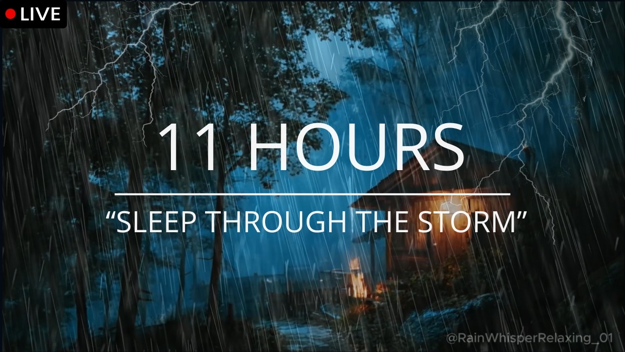 ASMR 🔴 LIVE Stormy Night at a Forest Cabin 🌧️ Relaxing Rain Ambience for Sleep