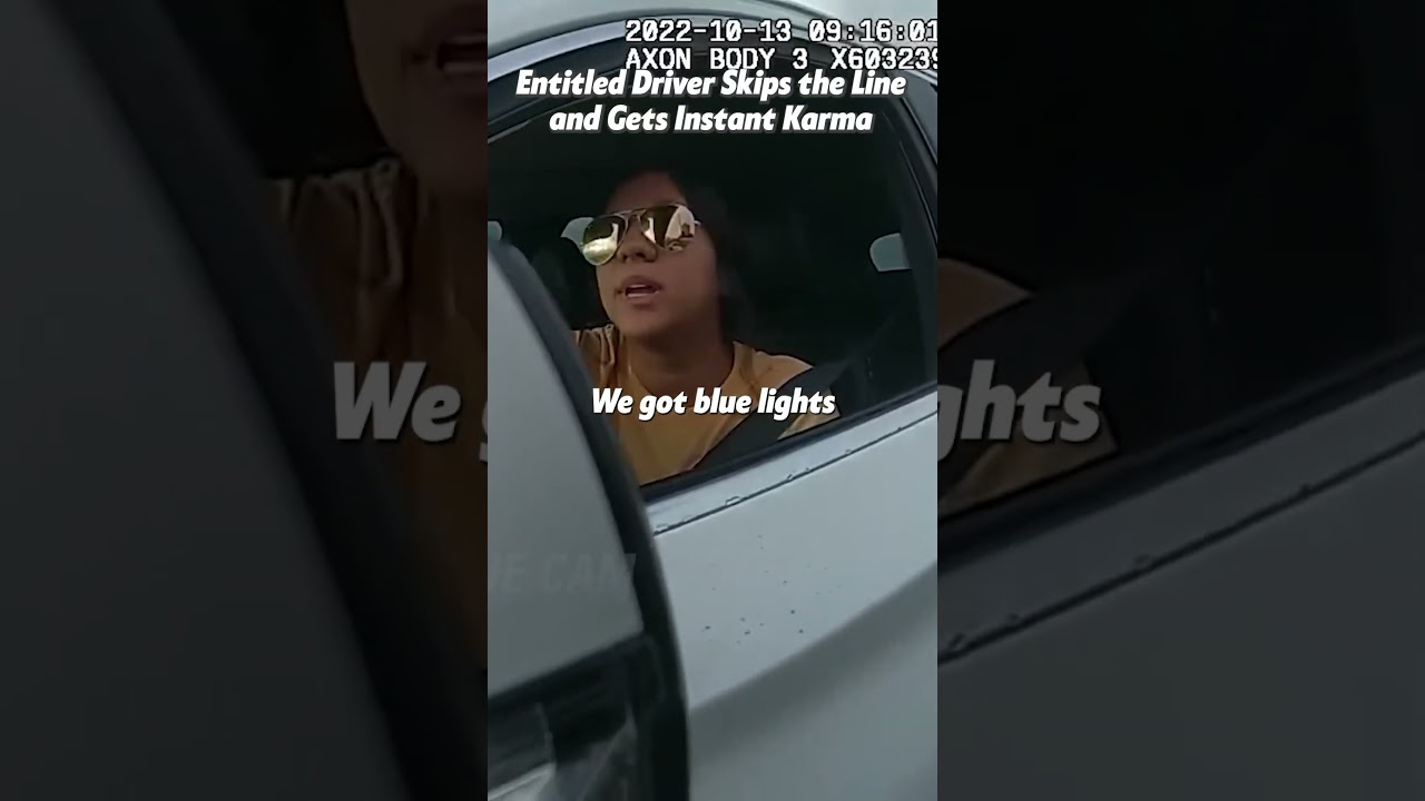Entitled Driver Skips the Line and Gets InstantKarma part 1. Full clip on: Crime Scene Cam