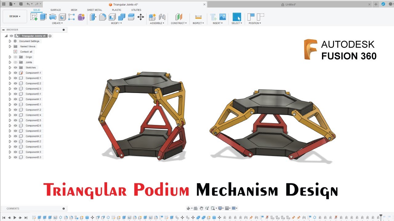 Как спроектировать механизм треугольного подиума в Autodesk Fusion 360 | Учебное пособие по проек...