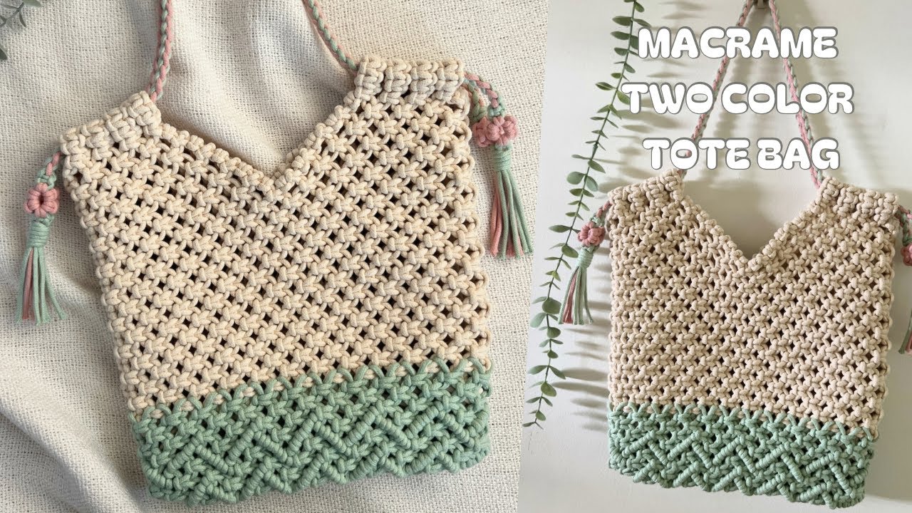 Macrame Two Color Tote Bag | Intermediate to Advanced Macrame Tutorial