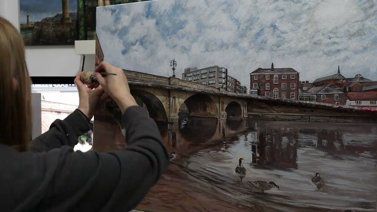 Ouse Bridge York. Acrylic Realist Painting. Urban Landscape