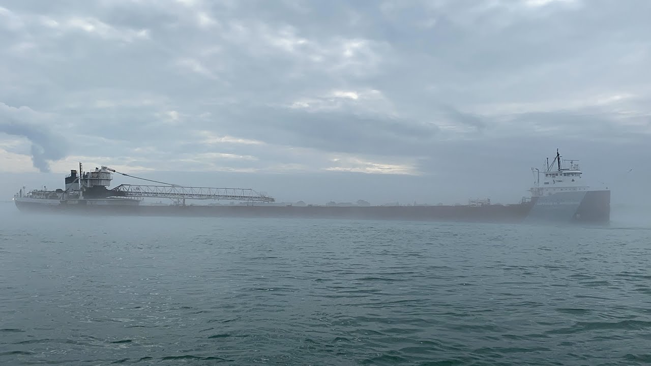 Arthur M. Anderson Freighter Salutes Twice And Blows Fog Horn