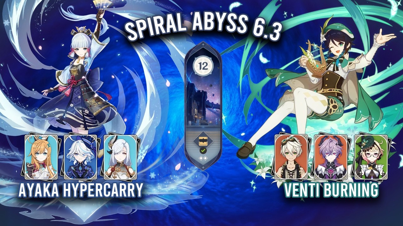 Spiral Abyss 6.3 - C4 Ayaka Hypercarry & C0 Venti Burning | Genshin Impact