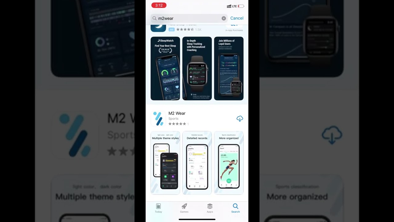 Download correct m2wear app for smartwatch on app store iphone or google play store android