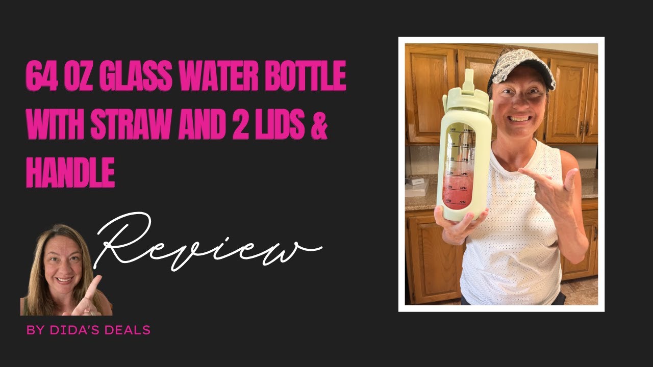 64 oz Glass Water Bottle with Straw and 2 Lids Review