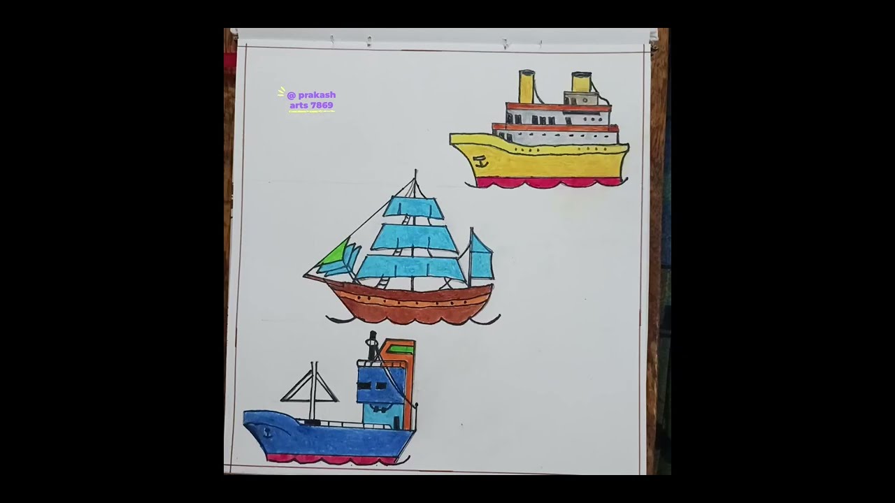 How to draw a boat ( Easy step by step boat drawing Tutorial  ) @prakasharts7869