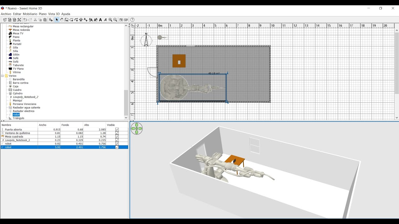 Primeros pasos en Sweet Home 3D, añadiendo objetos personalizados