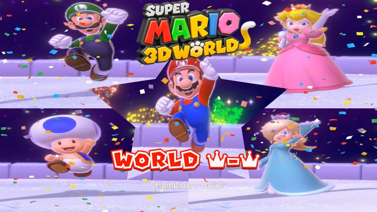 Super Mario 3D World Switch Version: Champion's Road All Characters (No Damage or Powerups Used)