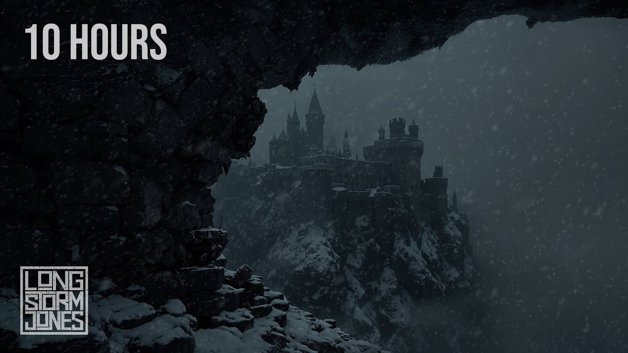 A Castlescape Blizzard to Calm Your Noisy Mind | Howling Wind & Blowing Snow Ambience | 10 Hours
